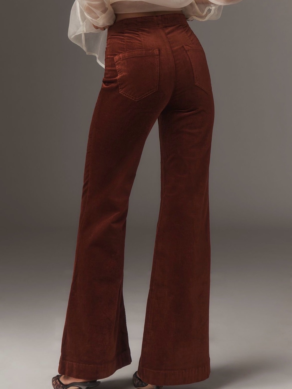 Pilcro Pull-On Mid-Rise Retro Flare Velvet Jeans - Picture 2 of 4